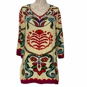 Life Style Long Sleeve V-neck tunic side slits M